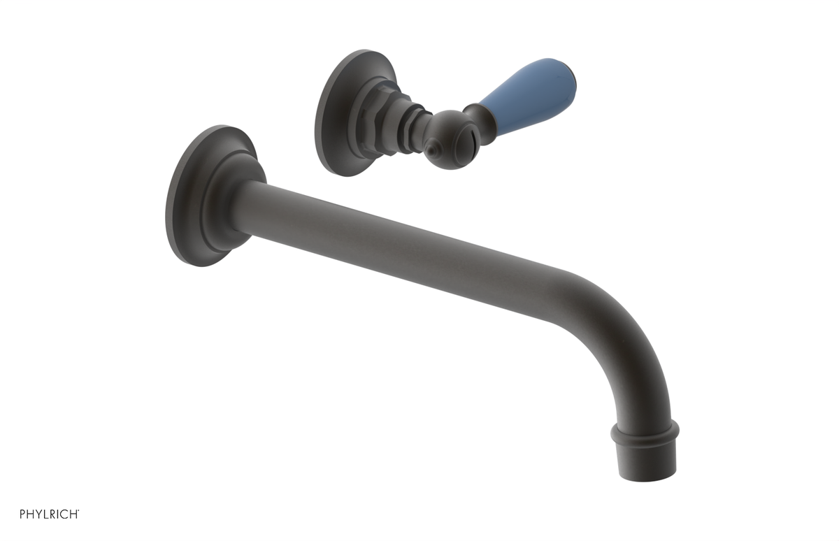 JAMESTOWN Single Handle Wall Lavatory Set - 10" Spout with "Light Blue" Accents 165-16-10