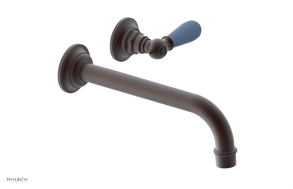 JAMESTOWN Single Handle Wall Lavatory Set - 10" Spout with "Light Blue" Accents 165-16-10