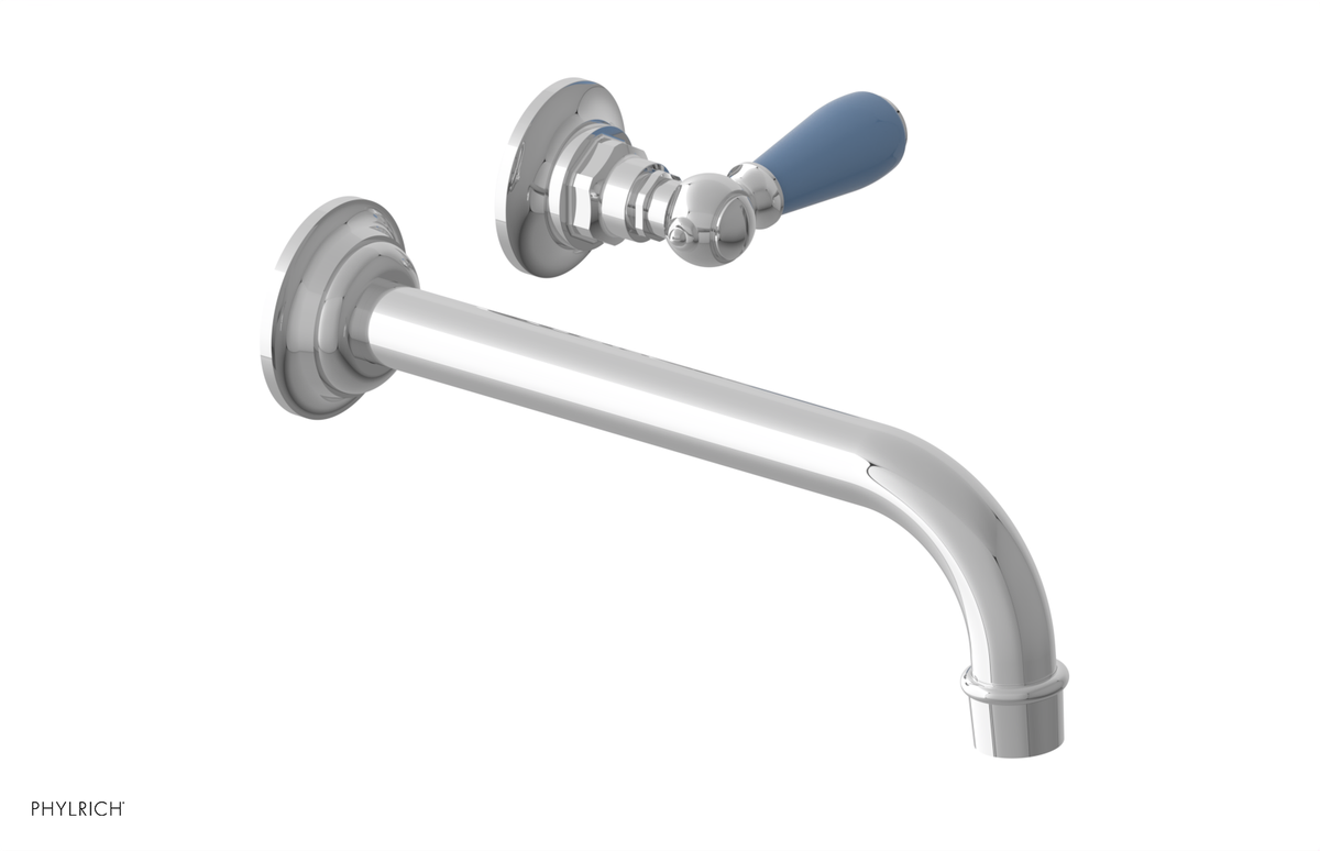 JAMESTOWN Single Handle Wall Lavatory Set - 10" Spout with "Light Blue" Accents 165-16-10