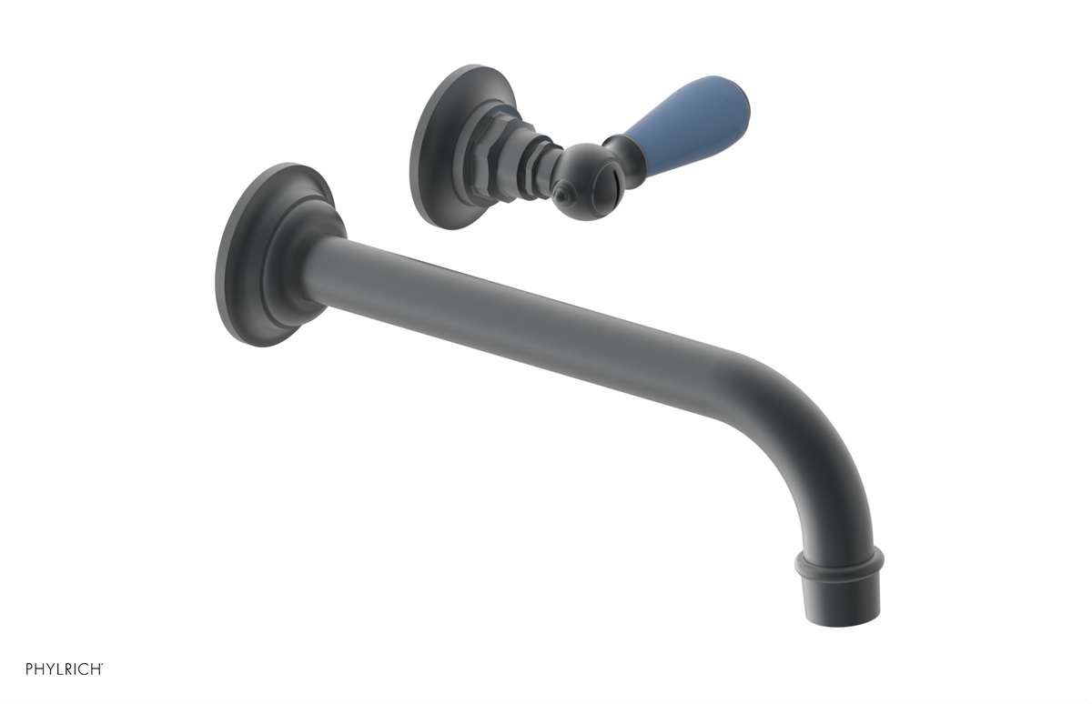 JAMESTOWN Single Handle Wall Lavatory Set - 10" Spout with "Light Blue" Accents 165-16-10