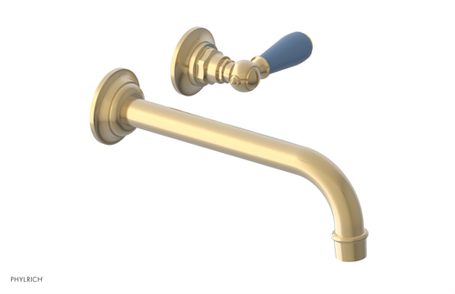JAMESTOWN Single Handle Wall Lavatory Set - 10" Spout with "Light Blue" Accents 165-16-10