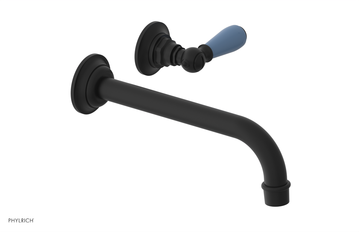 JAMESTOWN Single Handle Wall Lavatory Set - 10" Spout with "Light Blue" Accents 165-16-10