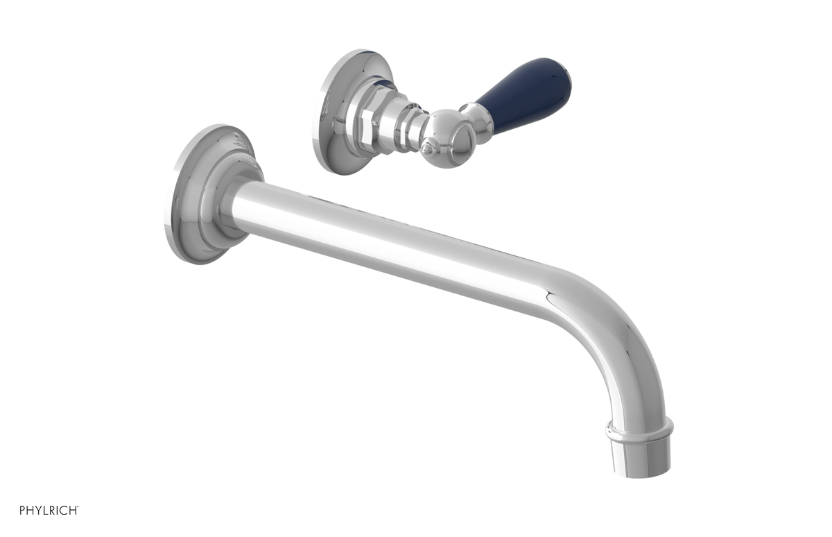 JAMESTOWN Single Handle Wall Lavatory Set - 10" Spout with "Navy Blue" Accents 165-16-10