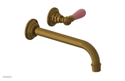 JAMESTOWN Single Handle Wall Lavatory Set - 10" Spout with "Pink" Accents 165-16-10