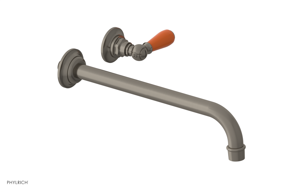 JAMESTOWN Single Handle Wall Lavatory Set - 12" Spout with "Orange" Accents 165-16-12
