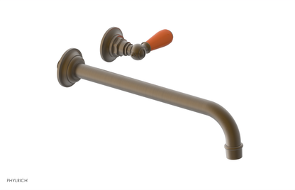 JAMESTOWN Single Handle Wall Lavatory Set - 12" Spout with "Orange" Accents 165-16-12