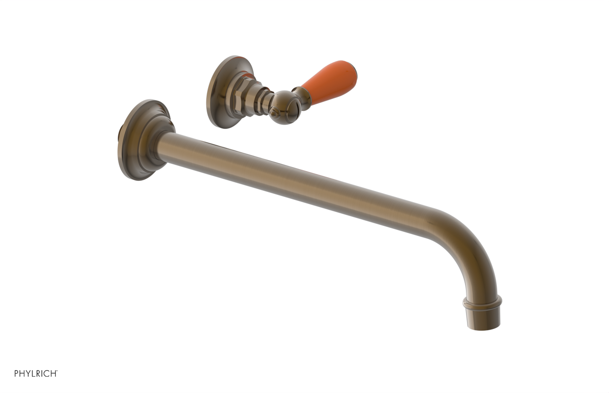 JAMESTOWN Single Handle Wall Lavatory Set - 12" Spout with "Orange" Accents 165-16-12