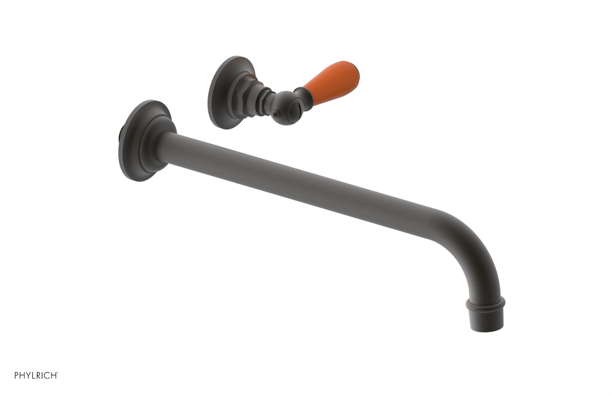 JAMESTOWN Single Handle Wall Lavatory Set - 12" Spout with "Orange" Accents 165-16-12