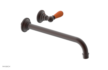 JAMESTOWN Single Handle Wall Lavatory Set - 12" Spout with "Orange" Accents 165-16-12