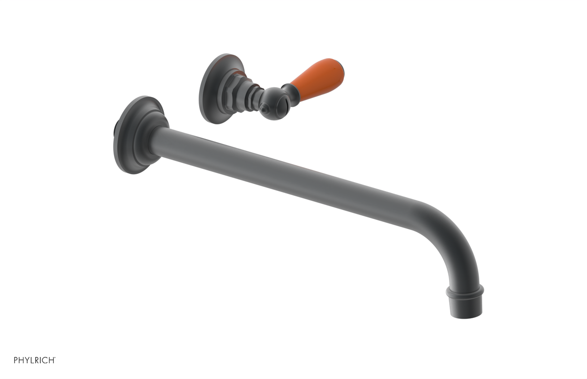 JAMESTOWN Single Handle Wall Lavatory Set - 12" Spout with "Orange" Accents 165-16-12