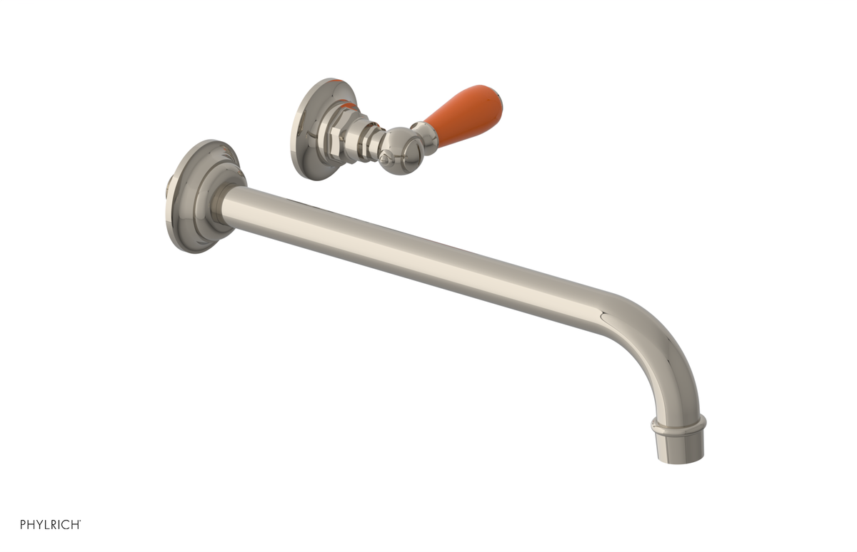 JAMESTOWN Single Handle Wall Lavatory Set - 12" Spout with "Orange" Accents 165-16-12