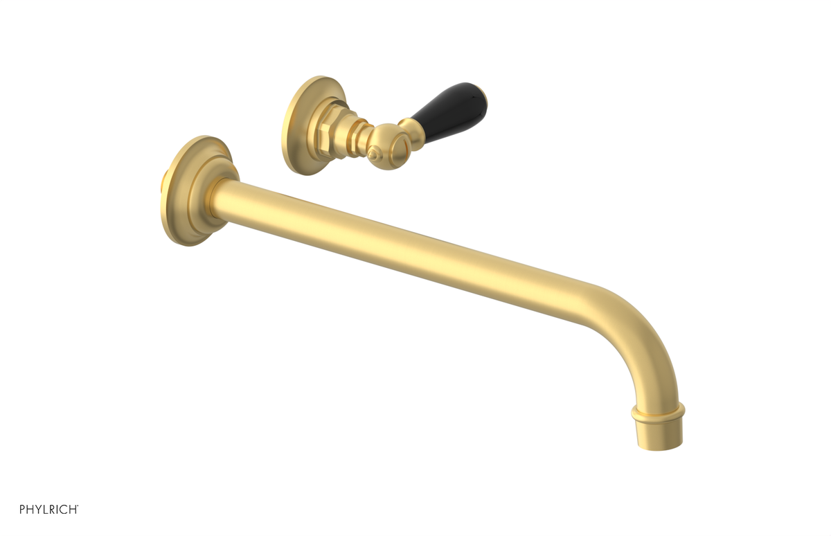 JAMESTOWN Single Handle Wall Lavatory Set - 12" Spout with "Black" Accents 165-16-12
