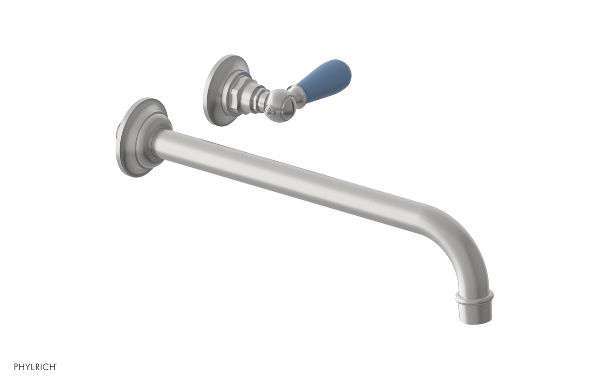 JAMESTOWN Single Handle Wall Lavatory Set - 12" Spout with "Light Blue" Accents 165-16-12