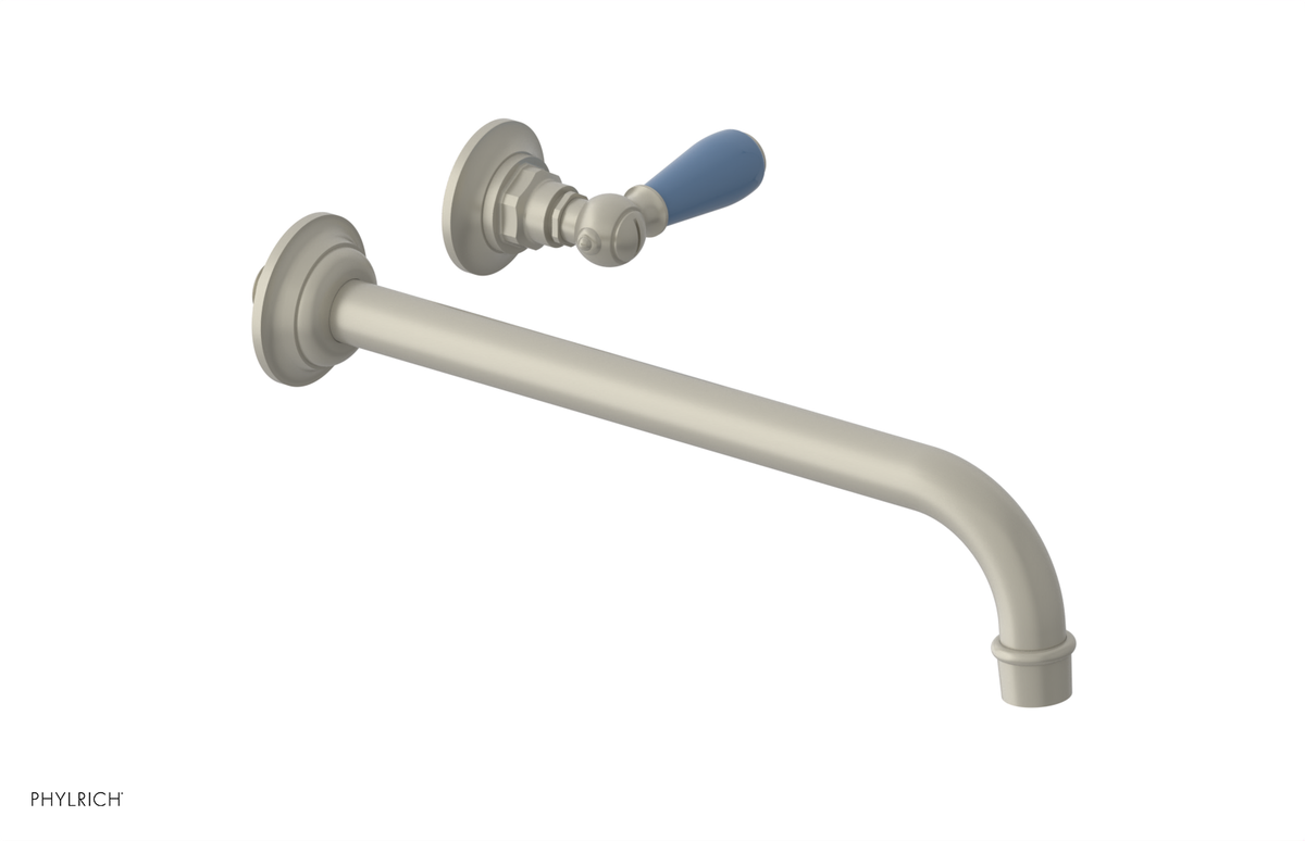 JAMESTOWN Single Handle Wall Lavatory Set - 12" Spout with "Light Blue" Accents 165-16-12