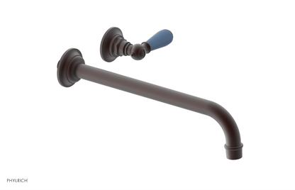 JAMESTOWN Single Handle Wall Lavatory Set - 12" Spout with "Light Blue" Accents 165-16-12