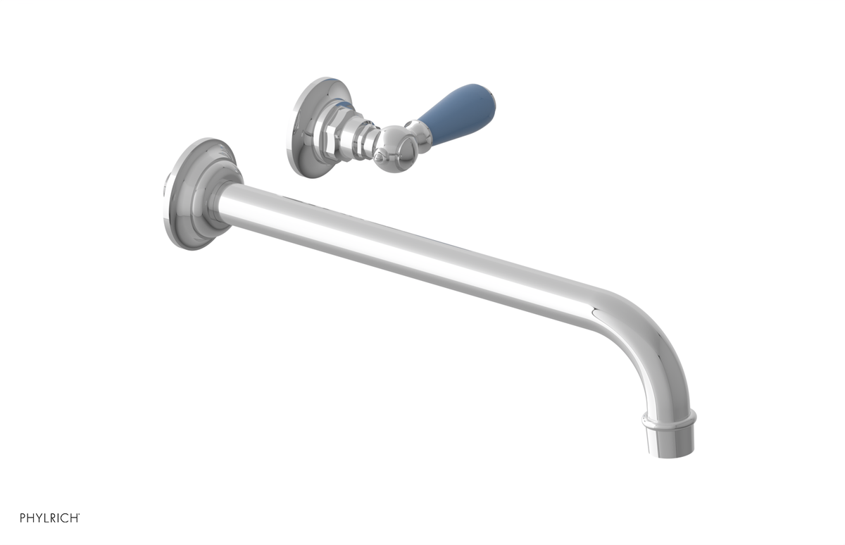 JAMESTOWN Single Handle Wall Lavatory Set - 12" Spout with "Light Blue" Accents 165-16-12