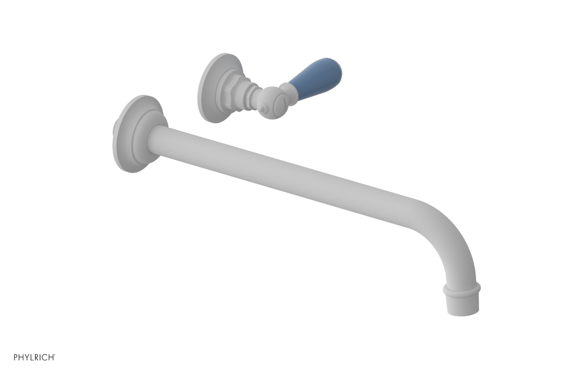 JAMESTOWN Single Handle Wall Lavatory Set - 12" Spout with "Light Blue" Accents 165-16-12
