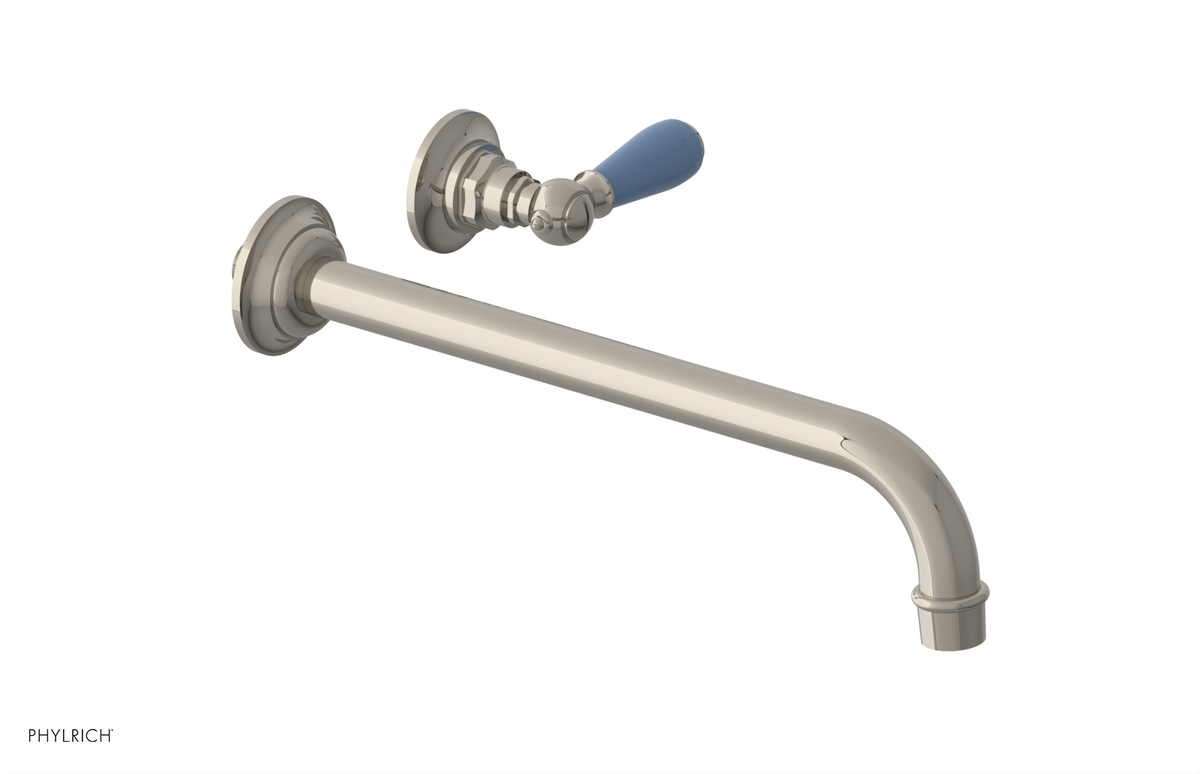 JAMESTOWN Single Handle Wall Lavatory Set - 12" Spout with "Light Blue" Accents 165-16-12