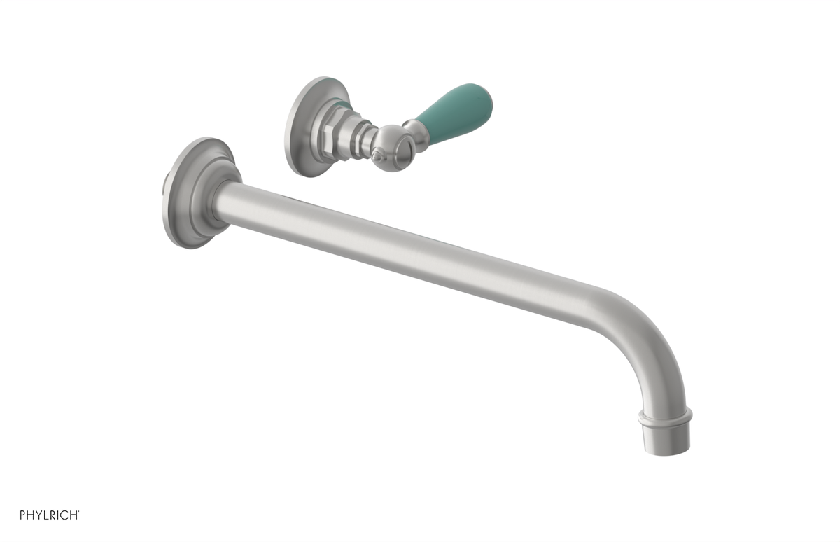 JAMESTOWN Single Handle Wall Lavatory Set - 12" Spout with "Turqoise" Accents 165-16-12