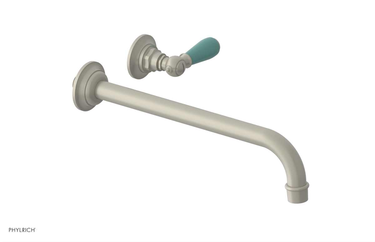 JAMESTOWN Single Handle Wall Lavatory Set - 12" Spout with "Turqoise" Accents 165-16-12