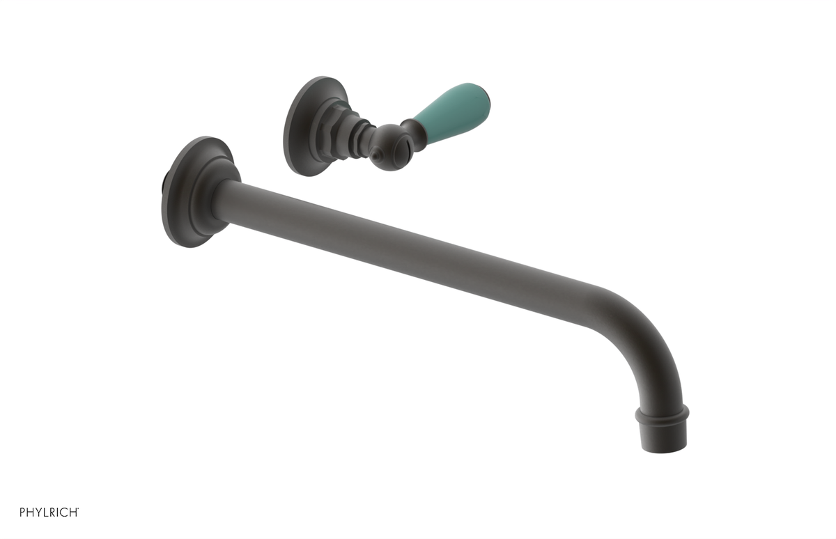 JAMESTOWN Single Handle Wall Lavatory Set - 12" Spout with "Turqoise" Accents 165-16-12
