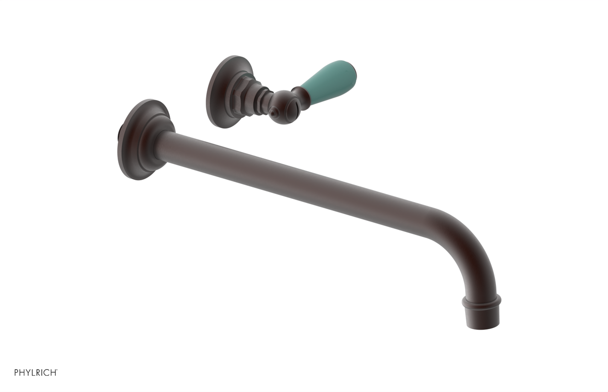 JAMESTOWN Single Handle Wall Lavatory Set - 12" Spout with "Turqoise" Accents 165-16-12