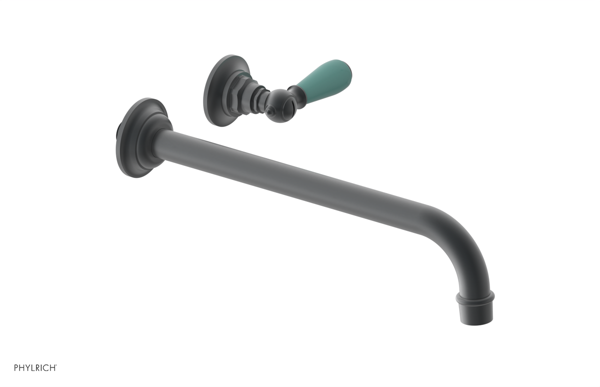 JAMESTOWN Single Handle Wall Lavatory Set - 12" Spout with "Turqoise" Accents 165-16-12