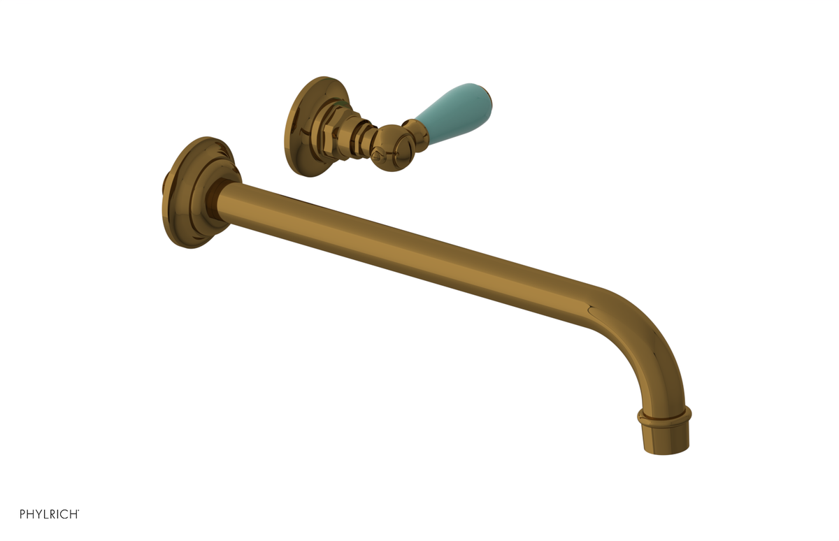 JAMESTOWN Single Handle Wall Lavatory Set - 12" Spout with "Turqoise" Accents 165-16-12