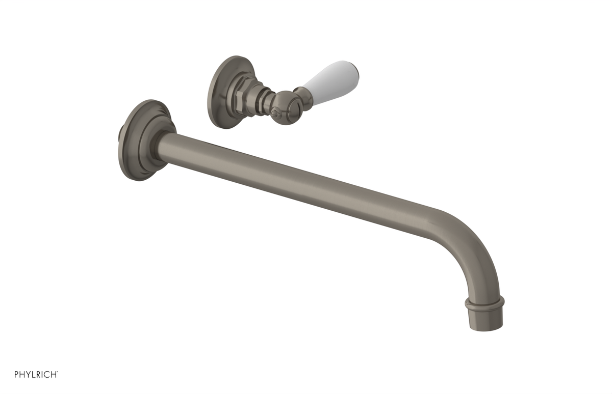 JAMESTOWN Single Handle Wall Lavatory Set - 12" Spout with "White" Accents 165-16-12
