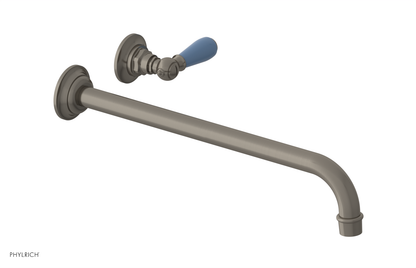 JAMESTOWN Single Handle Wall Lavatory Set - 14" Spout with "Light blue" Accents 165-16-14