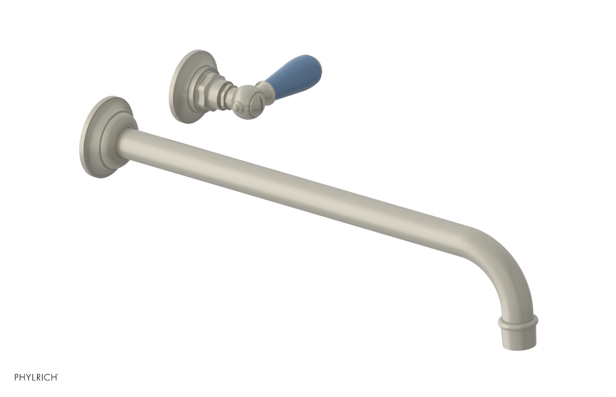 JAMESTOWN Single Handle Wall Lavatory Set - 14" Spout with "Light blue" Accents 165-16-14