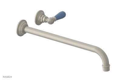 JAMESTOWN Single Handle Wall Lavatory Set - 14" Spout with "Light blue" Accents 165-16-14