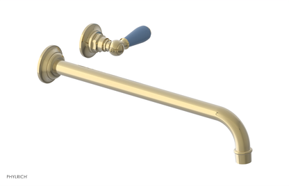 JAMESTOWN Single Handle Wall Lavatory Set - 14" Spout with "Light blue" Accents 165-16-14