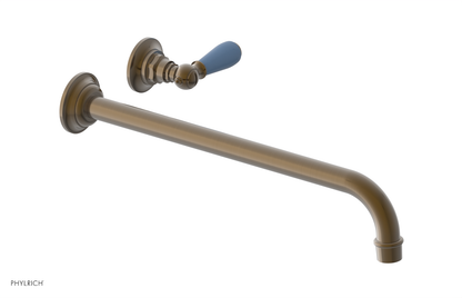 JAMESTOWN Single Handle Wall Lavatory Set - 14" Spout with "Light blue" Accents 165-16-14
