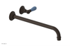 JAMESTOWN Single Handle Wall Lavatory Set - 14" Spout with "Light blue" Accents 165-16-14