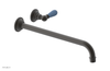 JAMESTOWN Single Handle Wall Lavatory Set - 14" Spout with "Light blue" Accents 165-16-14