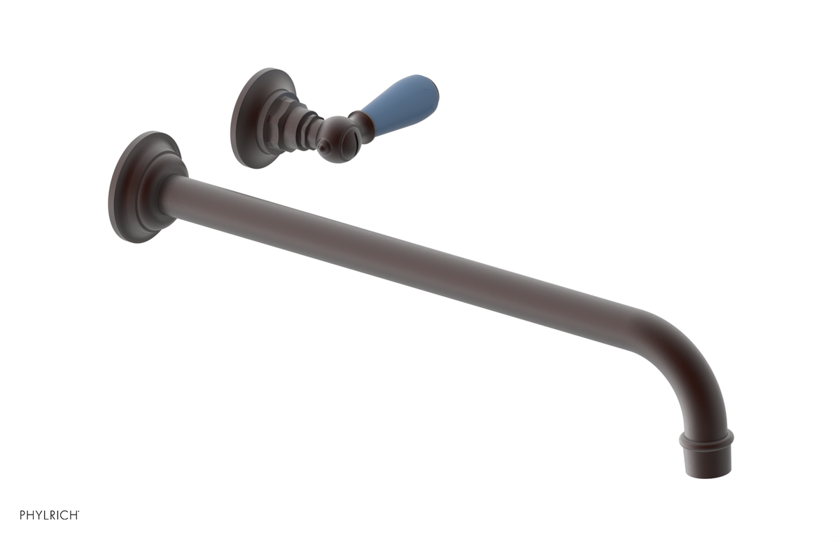 JAMESTOWN Single Handle Wall Lavatory Set - 14" Spout with "Light blue" Accents 165-16-14