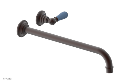 JAMESTOWN Single Handle Wall Lavatory Set - 14" Spout with "Light blue" Accents 165-16-14