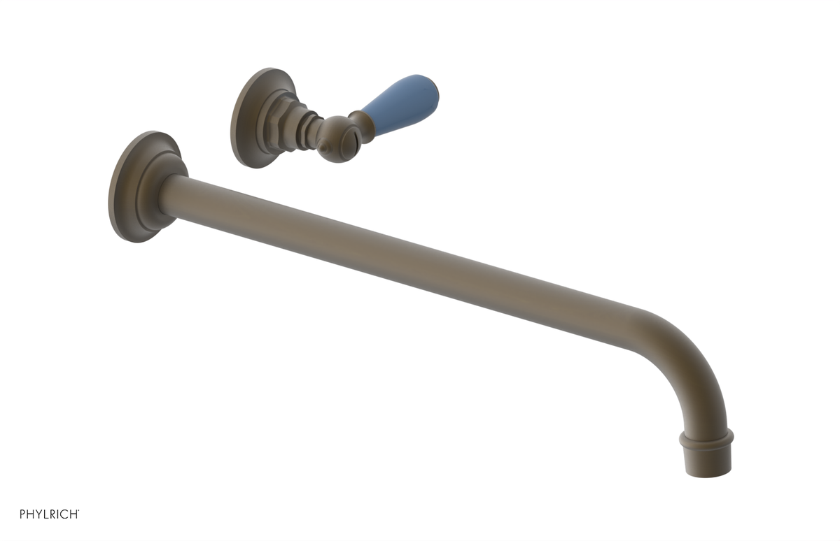 JAMESTOWN Single Handle Wall Lavatory Set - 14" Spout with "Light blue" Accents 165-16-14