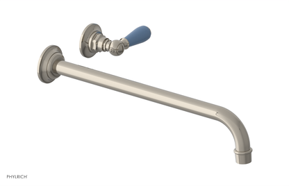 JAMESTOWN Single Handle Wall Lavatory Set - 14" Spout with "Light blue" Accents 165-16-14