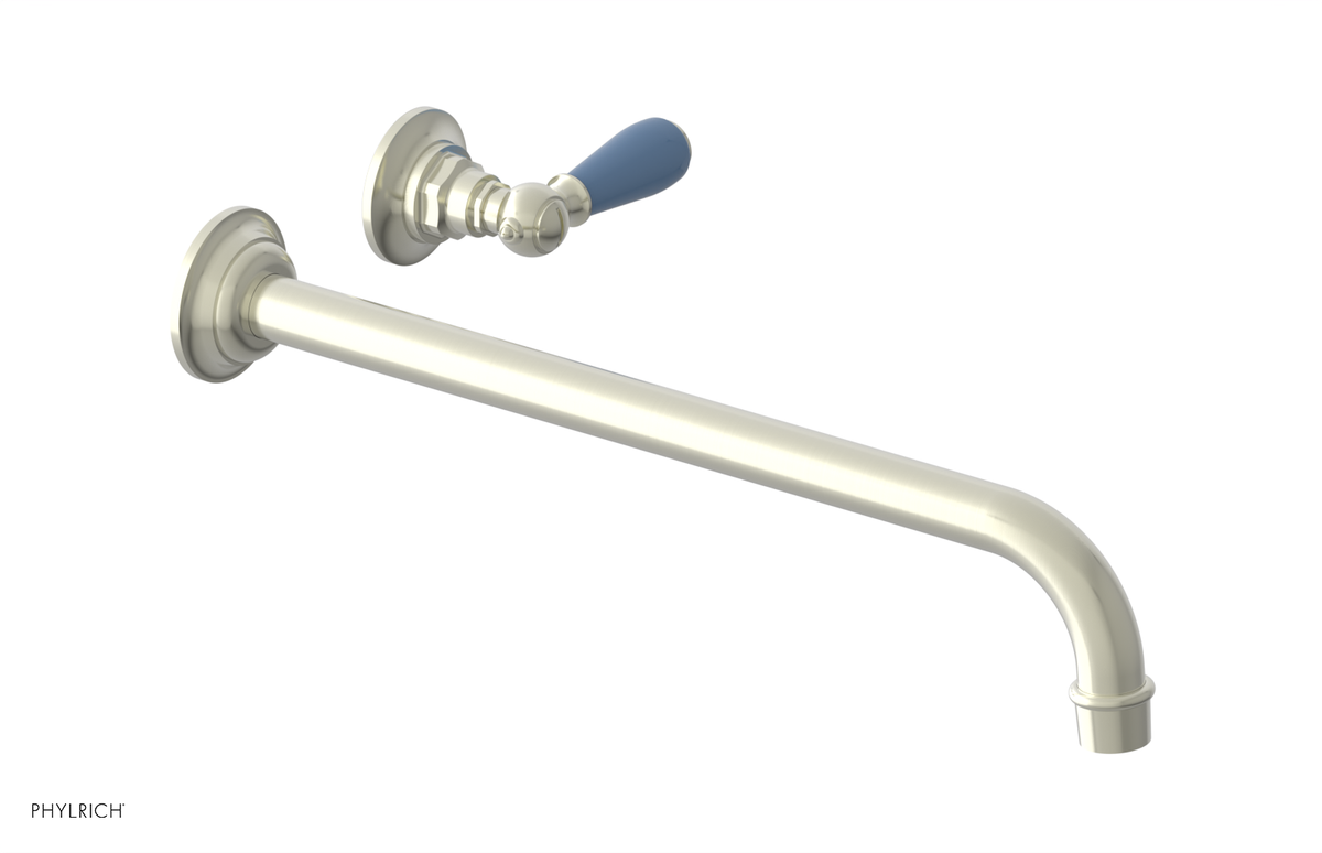 JAMESTOWN Single Handle Wall Lavatory Set - 14" Spout with "Light blue" Accents 165-16-14