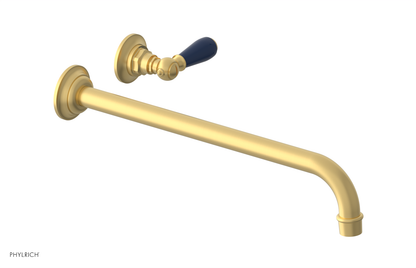 JAMESTOWN Single Handle Wall Lavatory Set - 14" Spout with "Navy Blue" Accents 165-16-14
