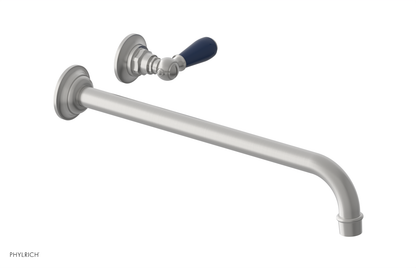 JAMESTOWN Single Handle Wall Lavatory Set - 14" Spout with "Navy Blue" Accents 165-16-14