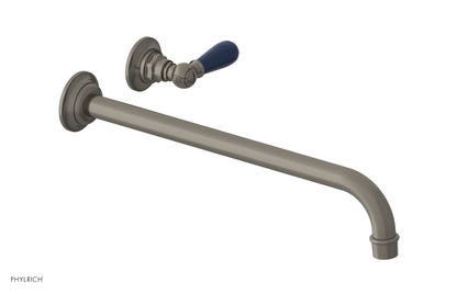 JAMESTOWN Single Handle Wall Lavatory Set - 14" Spout with "Navy Blue" Accents 165-16-14