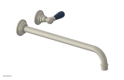 JAMESTOWN Single Handle Wall Lavatory Set - 14" Spout with "Navy Blue" Accents 165-16-14