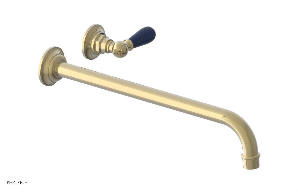 JAMESTOWN Single Handle Wall Lavatory Set - 14" Spout with "Navy Blue" Accents 165-16-14