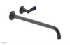 JAMESTOWN Single Handle Wall Lavatory Set - 14" Spout with "Navy Blue" Accents 165-16-14