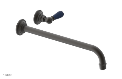 JAMESTOWN Single Handle Wall Lavatory Set - 14" Spout with "Navy Blue" Accents 165-16-14