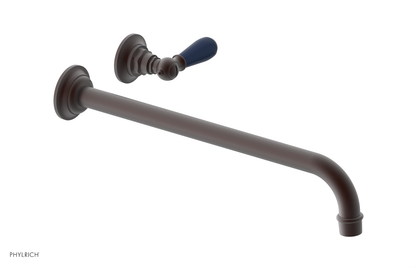 JAMESTOWN Single Handle Wall Lavatory Set - 14" Spout with "Navy Blue" Accents 165-16-14
