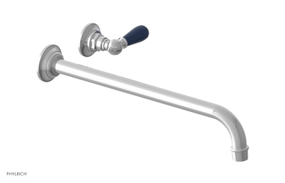 JAMESTOWN Single Handle Wall Lavatory Set - 14" Spout with "Navy Blue" Accents 165-16-14